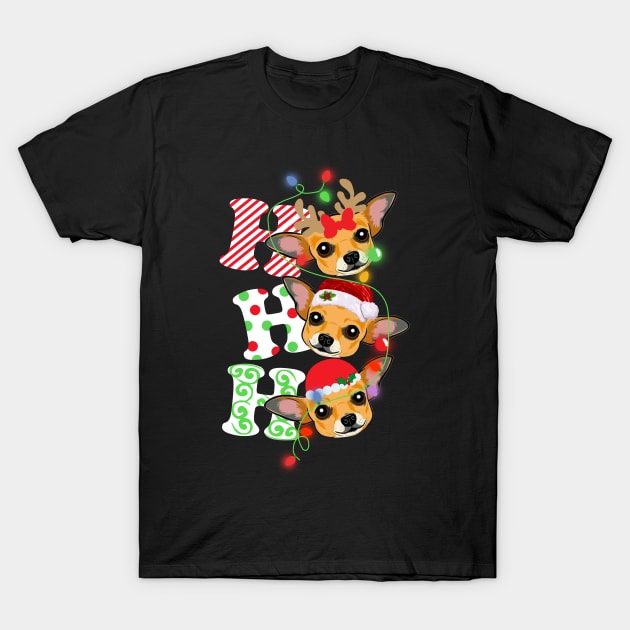 Ho Ho Ho Funny Christmas For Chihuahua Lovers T-Shirt by wheeleripjm